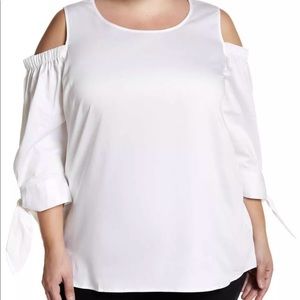 COMO VINTAGE White cotton Cold Shoulder Tunic NWT